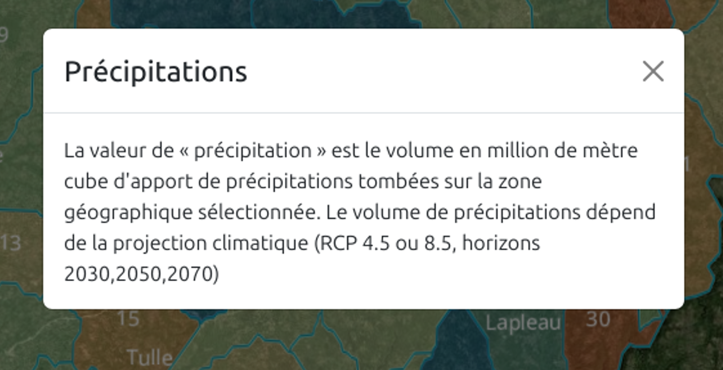 Éxplication détaillé de la valeur des précipitations.
